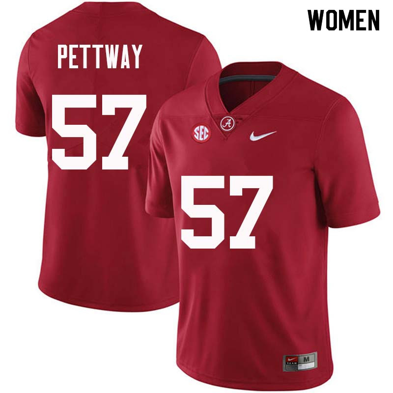 Alabama Crimson Tide Women's D.J. Pettway #57 Crimson NCAA Nike Authentic Stitched College Football Jersey SI16Y47OS